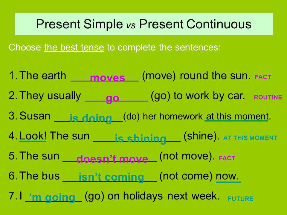 Wordwall Spotlight Present Simple Present Continuous